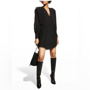 IRO Cassie V-neck Mini Dress w/ Lace Detail Size XS / EU 34